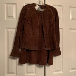 Leather jacket/skirt by Shape FX. Size 12. Chocolate brown.